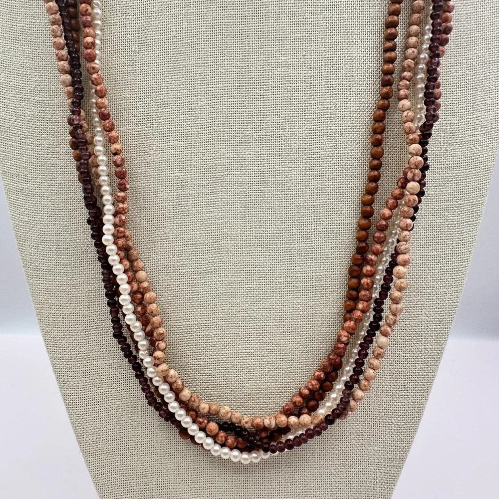 Vintage Y2K Round Faux Pearl Beaded Necklace Set Women's Classic Fashion Jewelry